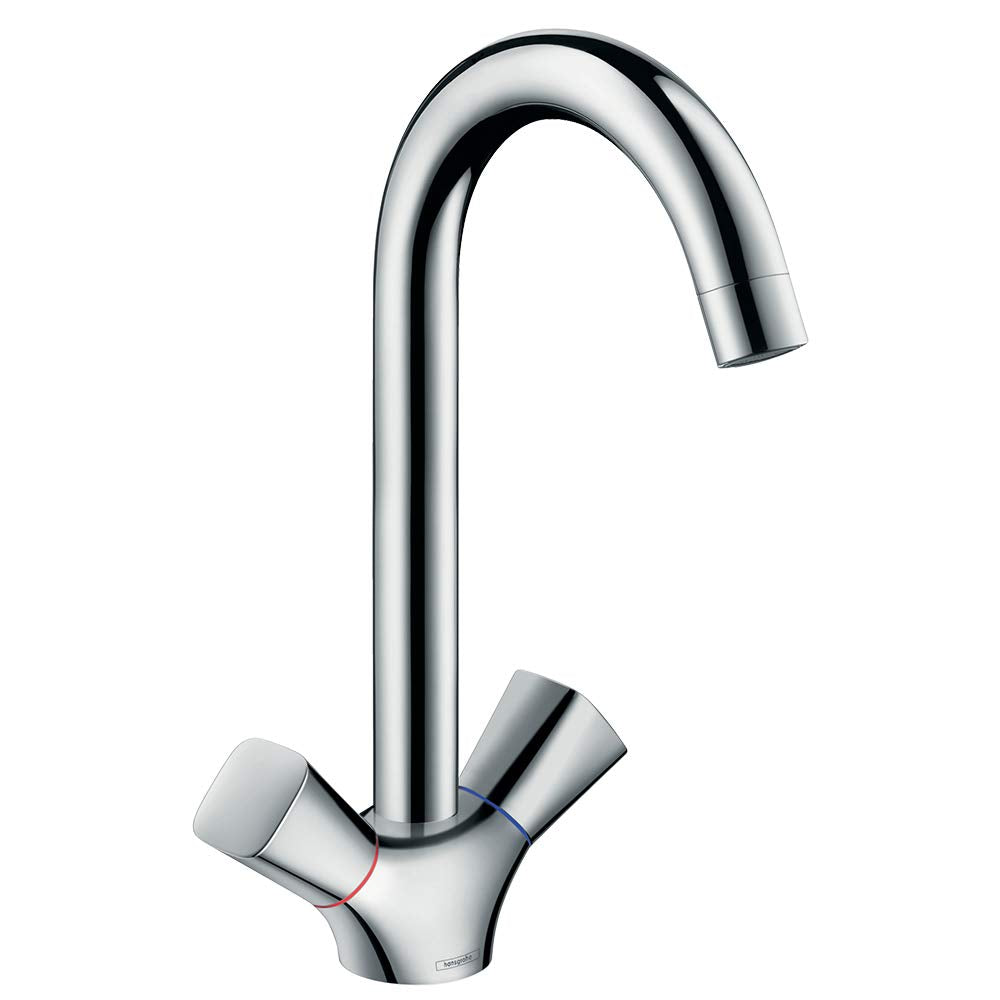 hansgrohe Logis 2-Griff Küchenarmatur, Komfort-Höhe 220mm mit Schwenkauslauf und abgerundeten Griffe