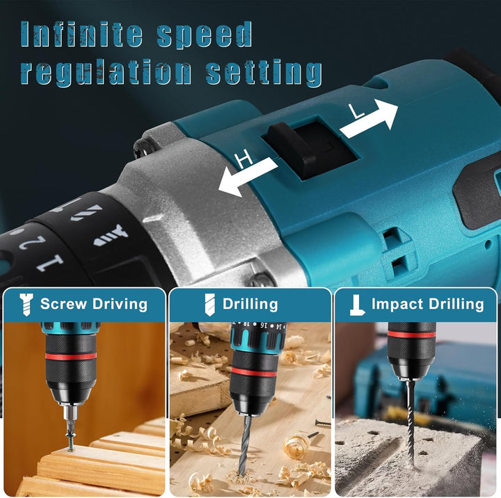 Akku Bohrschrauber Kompatibel mit Makita 18V Lithium-Akku, 120Nm Bürstenloser Schlagbohrschrauber mi