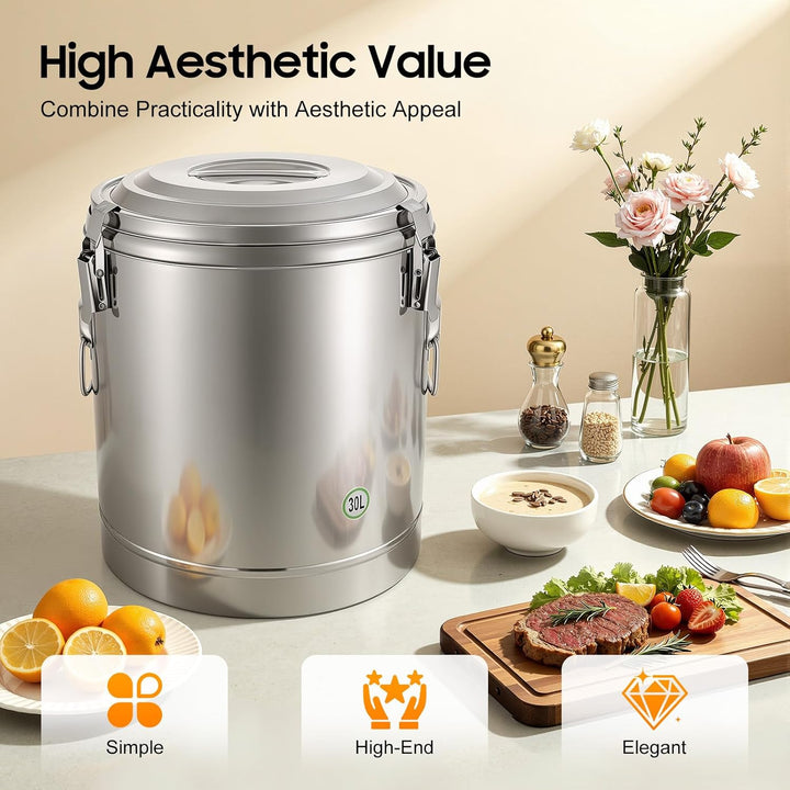 Thermobehälter für Essen 20L aus Edelstahl für Catering | Warmhaltebehälter Gastro, bis zu 12 Std. T