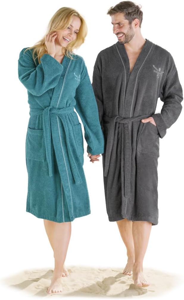 Chiemsee Bademantel Venice im Kimono-Stil für Damen und Herren aus weicher Baumwolle | Grösse L | Sm