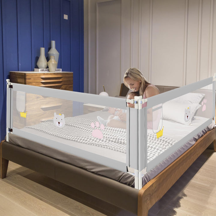 Ikodm Bettgitter 150cm und 200cm, Bettschutzgitter Höhenverstellbar von 70-98cm, Rausfallschutz Bett