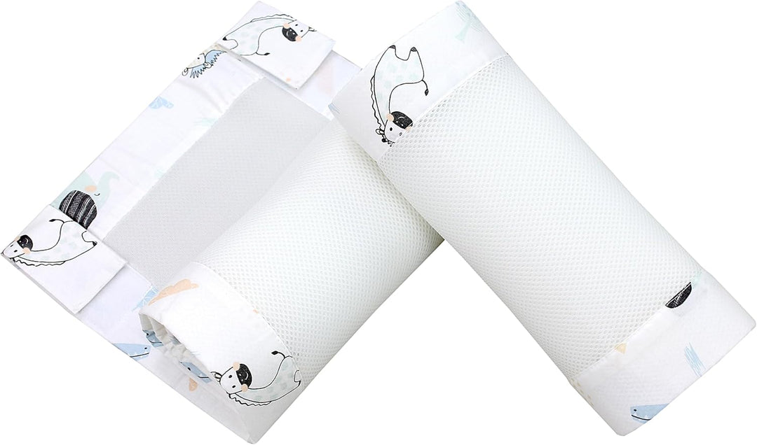 TupTam Gitterstäbe Schutz Netz Babybett Nestchen 3D Mesh 2 Pack, Farbe: Blaue Tiere, Grösse: ca. 128