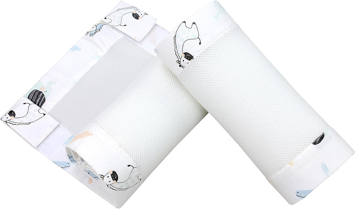 TupTam Gitterstäbe Schutz Netz Babybett Nestchen 3D Mesh 2 Pack, Farbe: Blaue Tiere, Grösse: ca. 128