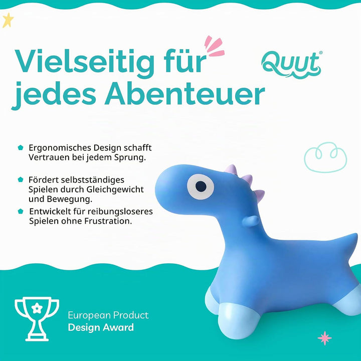 Quut - Hoppi Dino Springen – aufblasbares Springspielzeug – Aussen und Innen – Design – inklusive Pu