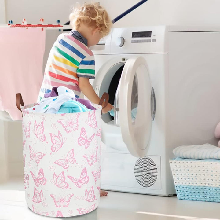 CLOCOR Rosa Wäschekorb, wasserdichter Kinderzimmer-Korb für Baby-Mädchen, faltbare Aufbewahrungskörb