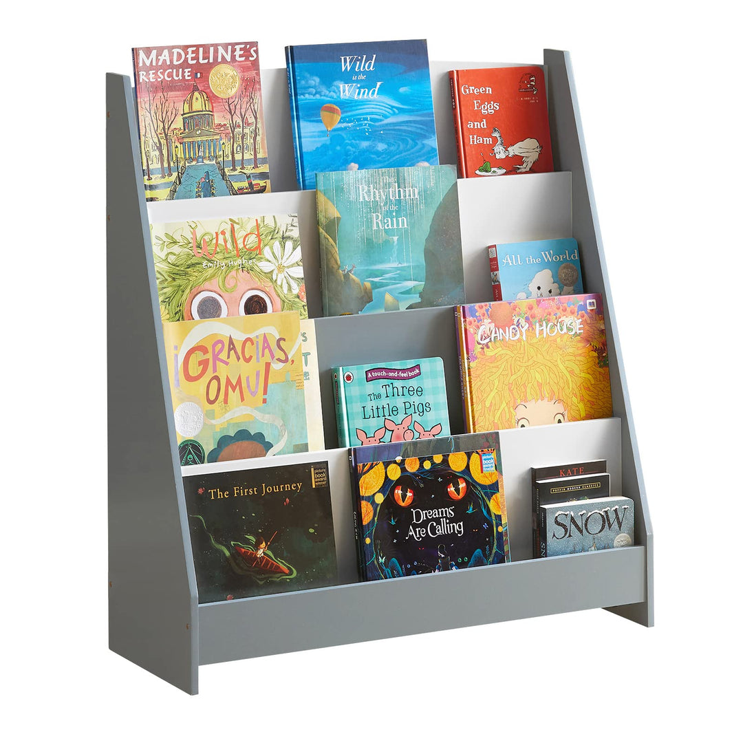SoBuy Bücherregal Kinder Montessori Kinderregal mit 4 Ablagefächern Regal Kinderzimmer Spielzeug Auf