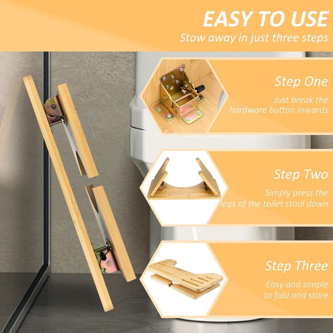 LUOJINYI Bambus Toilettenhocker, Klappbar Badhocker, Gesunder und Tragbarer Klohocker, Ergonomischer