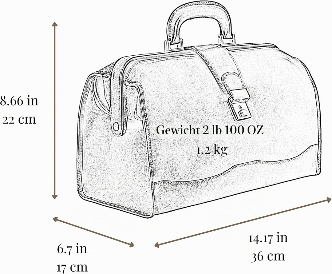 Time Resistance Leder Arzttasche - Arztkoffer - Doktortasche - Aus 100% Echtleder - Aktentasche für