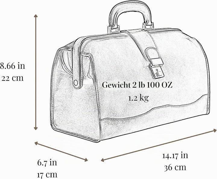 Time Resistance Leder Arzttasche - Arztkoffer - Doktortasche - Aus 100% Echtleder - Aktentasche für