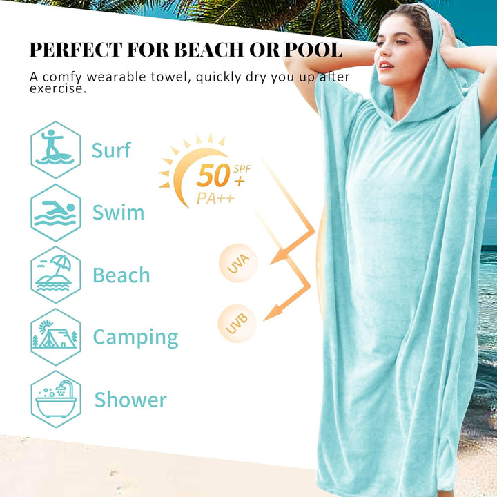 Kato Tirrinia Mikrofaser Frottee Surf Poncho Handtuch Badeponcho Bademäntel Sauna Damen Herren, Gros
