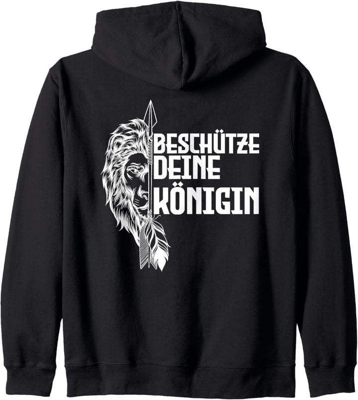 beschütze deine königin löwe Kapuzenjacke