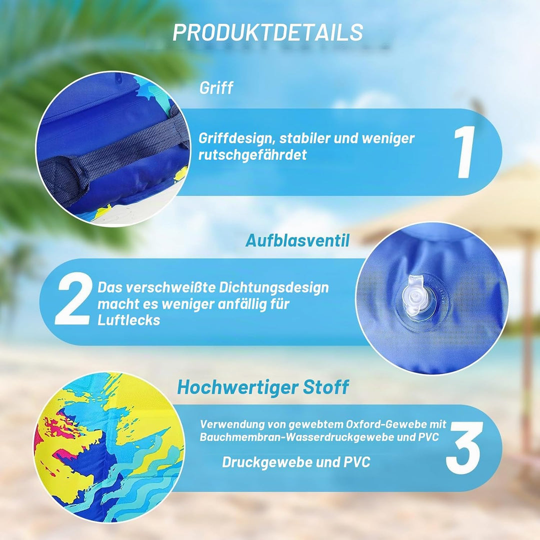 Luftmatratze Wasser für Kinder &amp; Erwachsene, FainFun Surfbrett Aufblasbar, Bodyboard mit Griffen, Wa