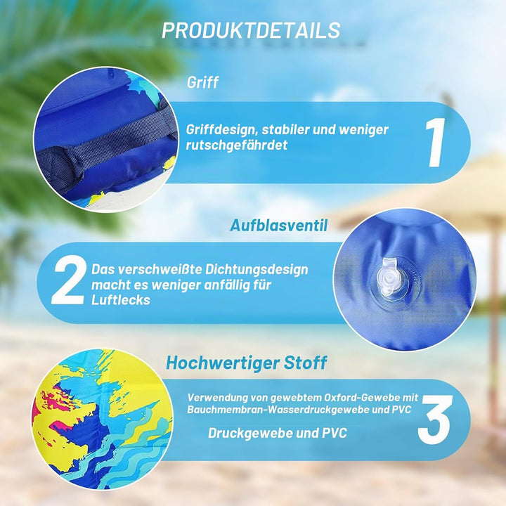 Luftmatratze Wasser für Kinder &amp; Erwachsene, FainFun Surfbrett Aufblasbar, Bodyboard mit Griffen, Wa