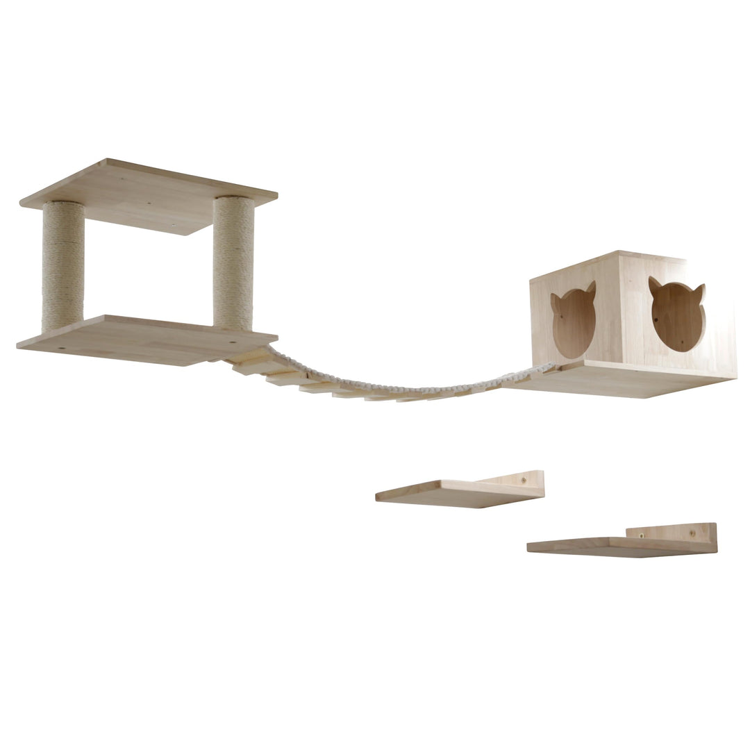 Kerbl Katzenspielplatz Top, Trittbretter Höhle Kissen Hängebrücke Liegefläche, 15x22 cm EU