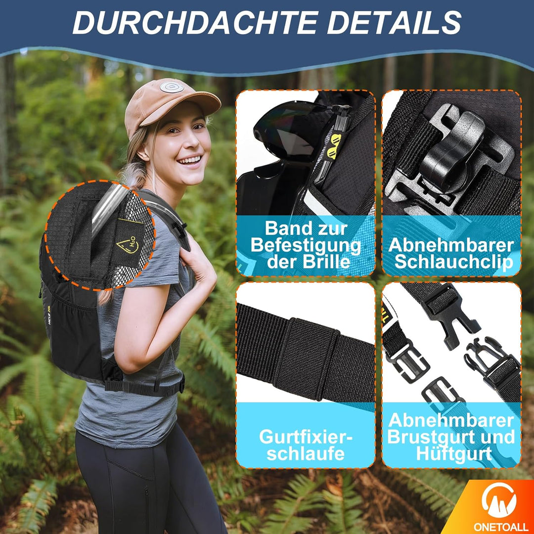 Diebstahlsicherer Wanderrucksack Damen 20L, Leichter Tagesrucksack Herren Klein, Wasserdichter Fahrr