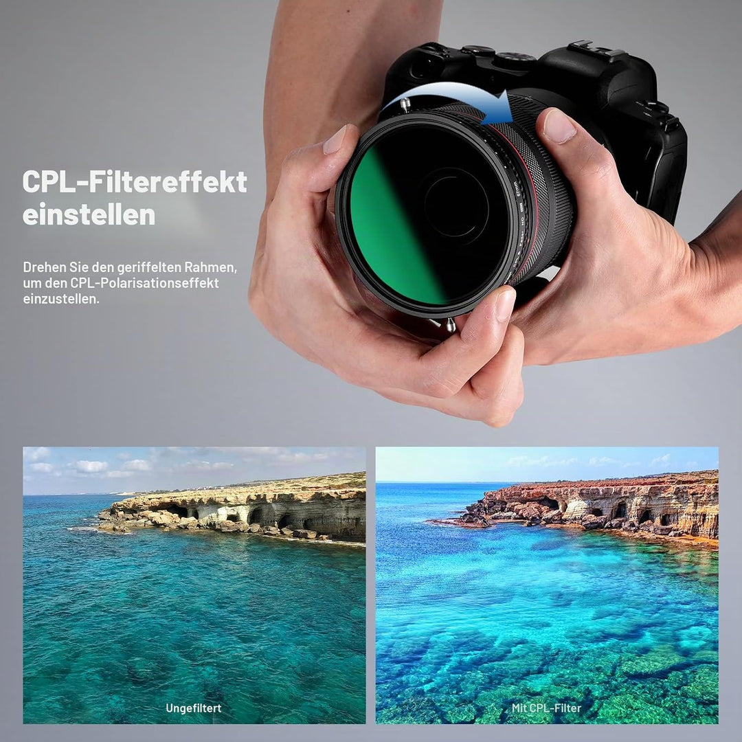 NEEWER 2 in 1 67mm Variable ND Filter ND2-ND32&amp;CPL (Zirkular Polfilter) No X Cross Variabel Graufilt