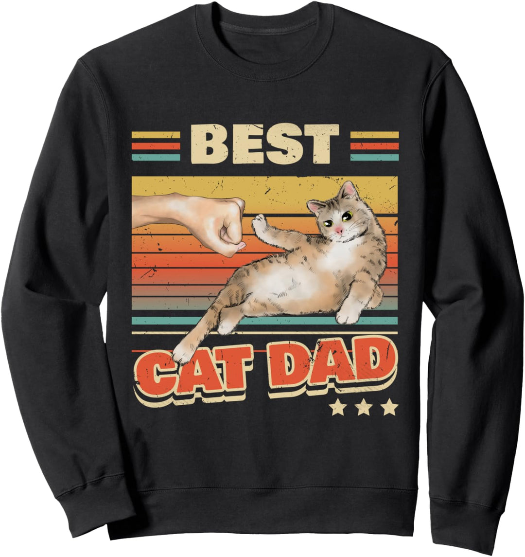 Best Cat Dad Ever Katzen Vintage Vatertag Retro Katzenpapa Sweatshirt
