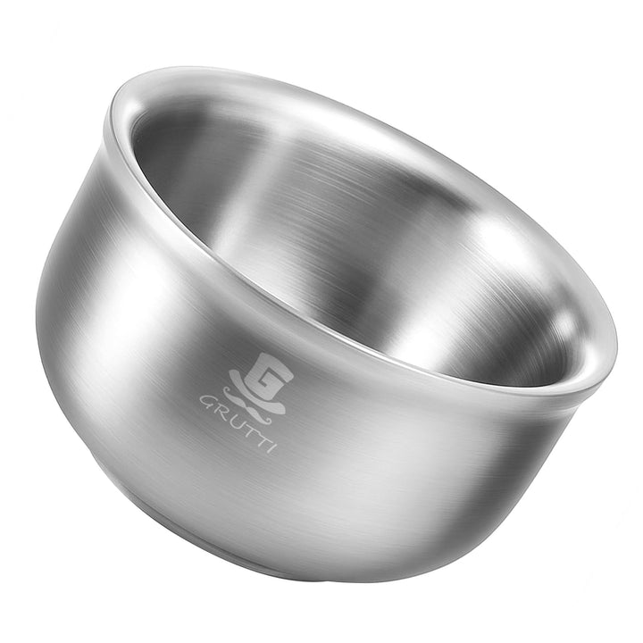 GRUTTI Premium Rasierschale 11.5cm - 3-Schicht Edelstahl mit 6cm Tiefe für Warmen Schaum & Kein Über