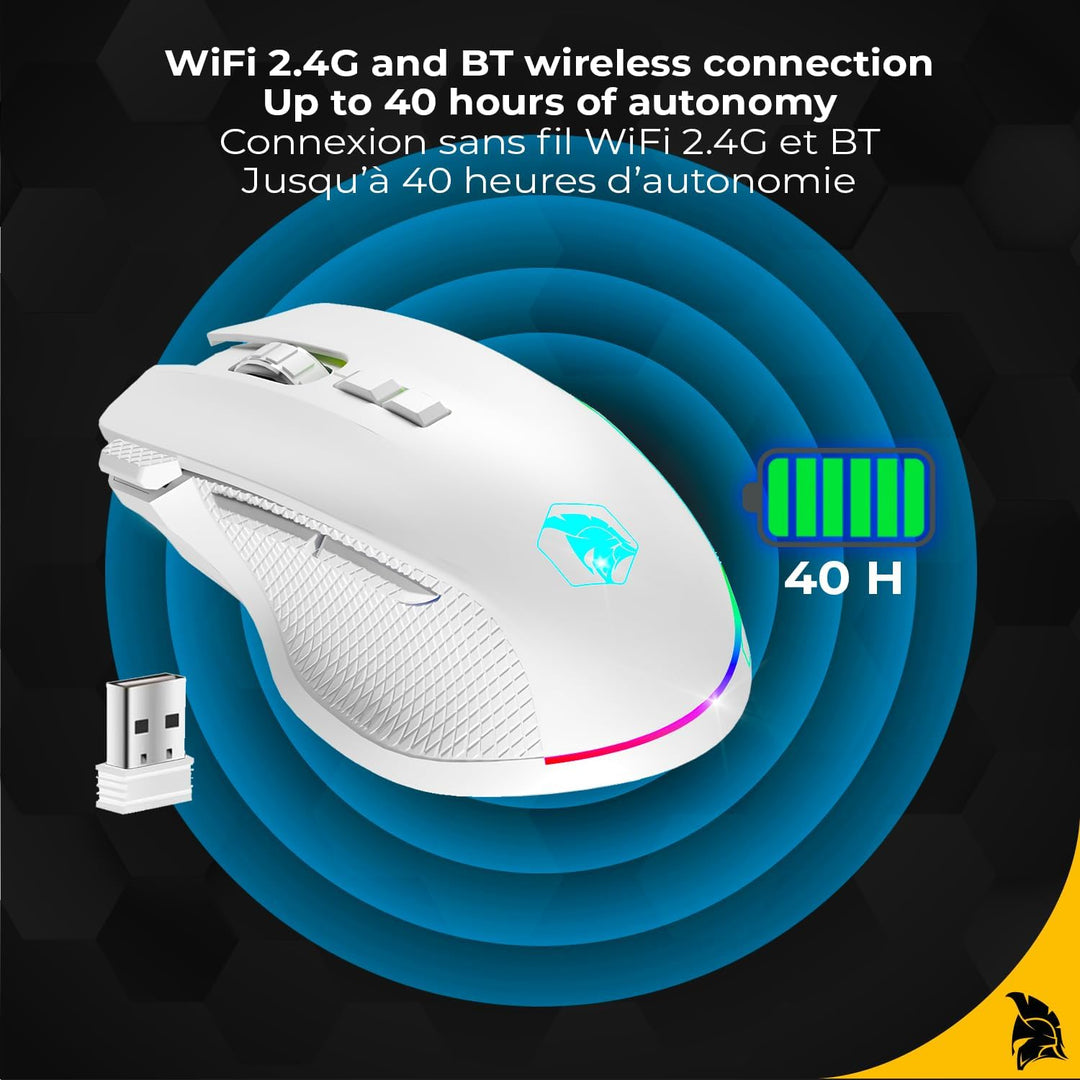 EMPIRE GAMING RF906 Kabellose Gaming-Maus, 3 Modi, 2,4 GHz, BT, kabelgebunden, 8 programmierbare Tas