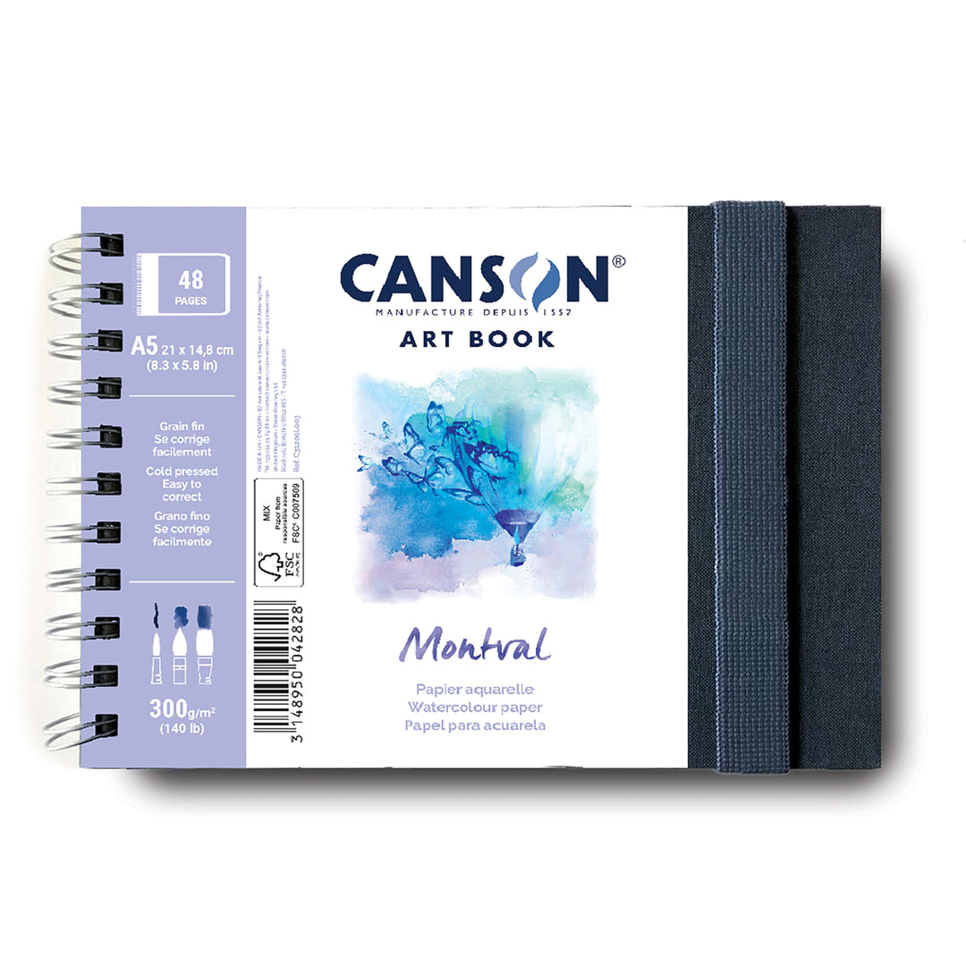 Canson C31200L003 Aquarellpapier, Papier, weiss A5 Querformat Montal, A5 Querformat Montal