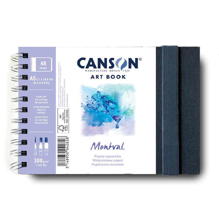 Canson C31200L003 Aquarellpapier, Papier, weiss A5 Querformat Montal, A5 Querformat Montal