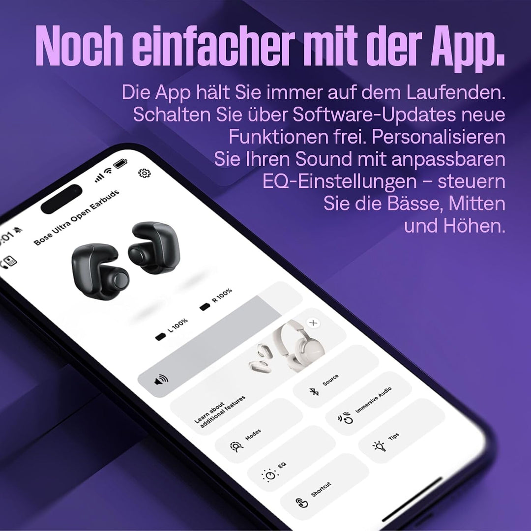 Bose Ultra Open Earbuds mit Bluetooth und OpenAudio Technologie, Clip On Kopfhörer, kabellose Open E