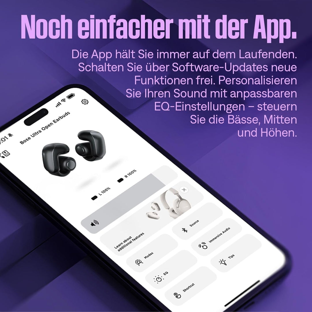 Bose Ultra Open Earbuds mit Bluetooth und OpenAudio Technologie, Clip On Kopfhörer, kabellose Open E