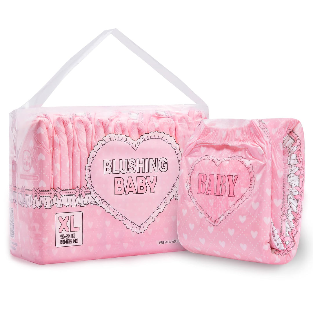 LittleForBig Erwachsenen Gedruckten Windeln 10 Stück - Blushing Baby (X-Large 121-142 CM) Rosa XL, R
