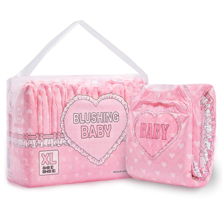 LittleForBig Erwachsenen Gedruckten Windeln 10 Stück - Blushing Baby (X-Large 121-142 CM) Rosa XL, R