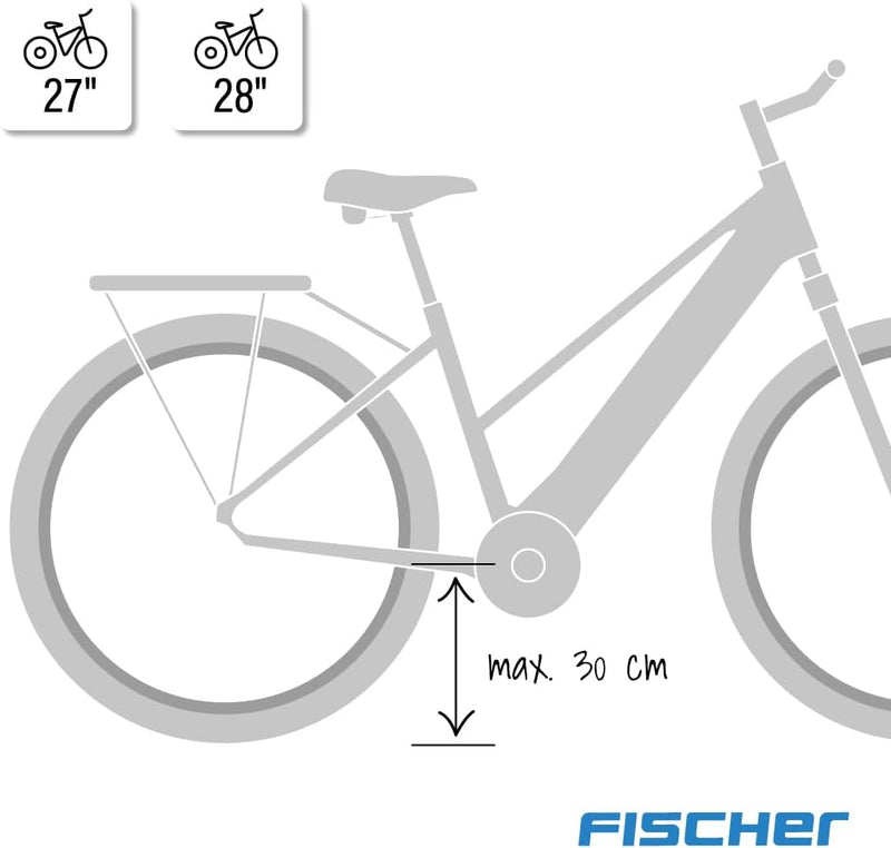 Fischer Zweibeinständer Jumbo, Fahrradständer passend für Fahrräder von 27-28 Zoll, für E-Bikes, Tra