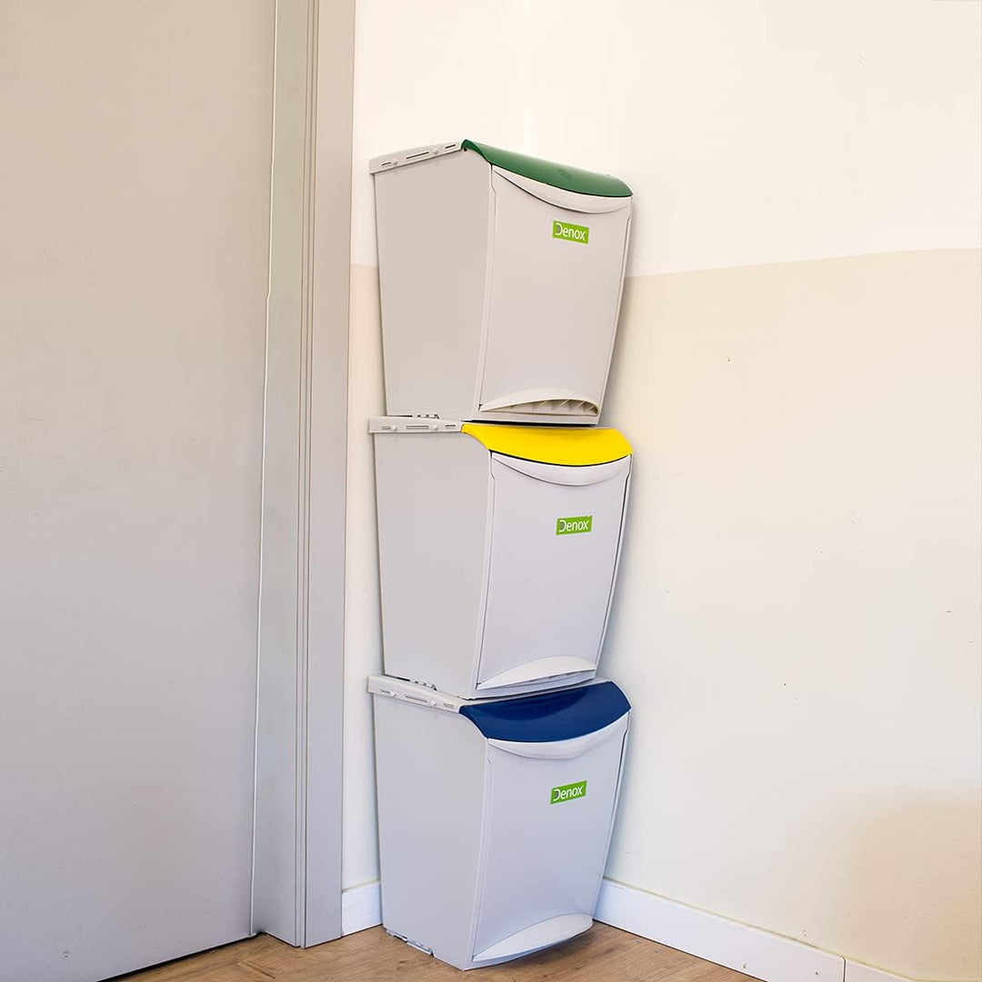 Denox Ecosystem Abfalleimer, 25 l Zentimeter Verde y gris Grün, Grün