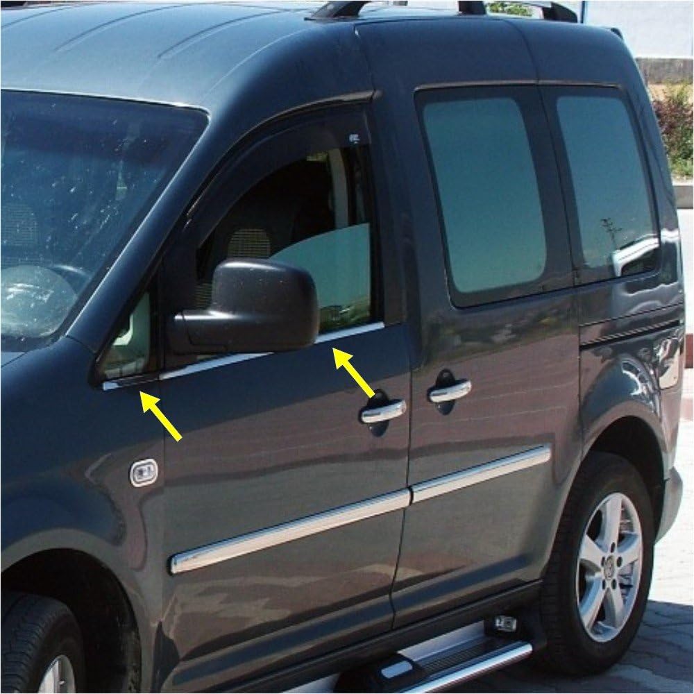 KS1340 - Edelstahl Chrom Zierleisten, Fensterleisten, Fenster Leiste, 4 Teilig Geeignet für Caddy 20