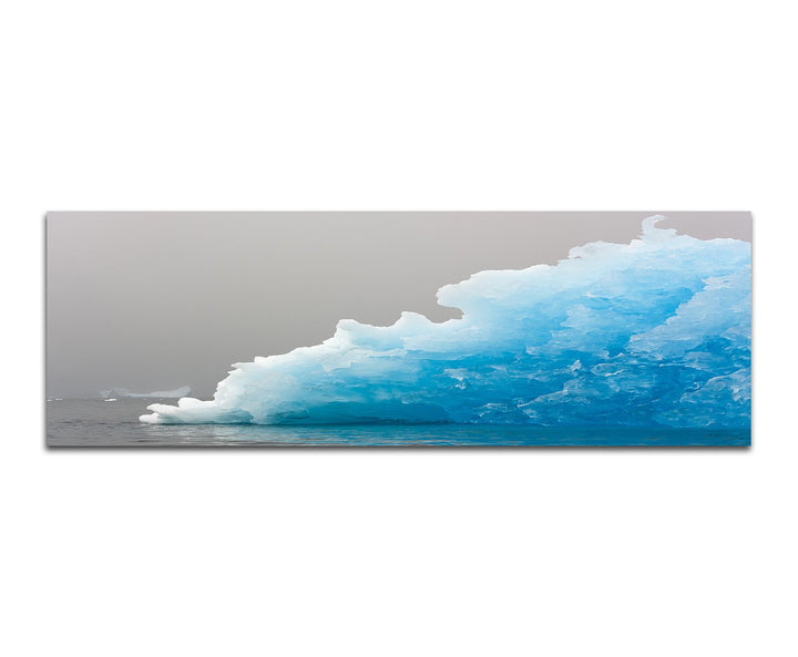 Paul Sinus Art Panoramabild auf Leinwand und Keilrahmen 150x50cm Grönland Eisberg Meer Nebel