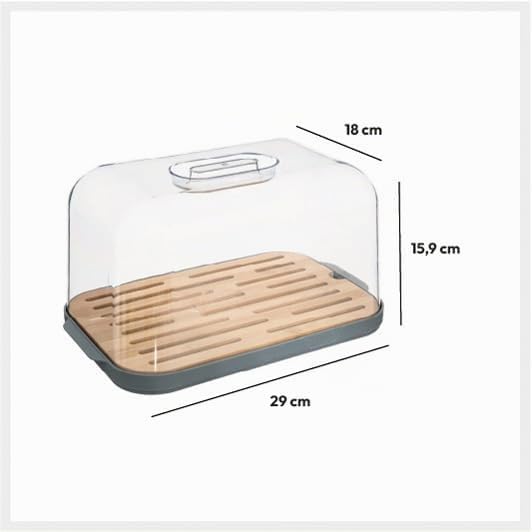 5five – Brotkasten „Fresh Eat Grey“, 29 x 18 x 16 cm, mit Bambus-Schneidebrett – Küchenaufbewahrung,