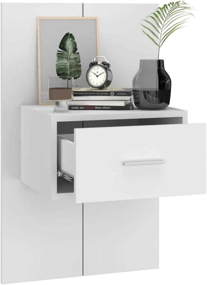 FIRBNUS Nachtkommode Nachtschränkchen Nachtkasten Wand-Nachttisch Weiss Holzwerkstoff 48,5x32,5x80 c