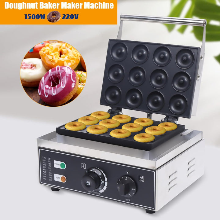 Donut Maschine Donuts Backform 1550W Donut-Maker Backt 12 Mini-Donuts für Frühstück, Snacks, Dessert