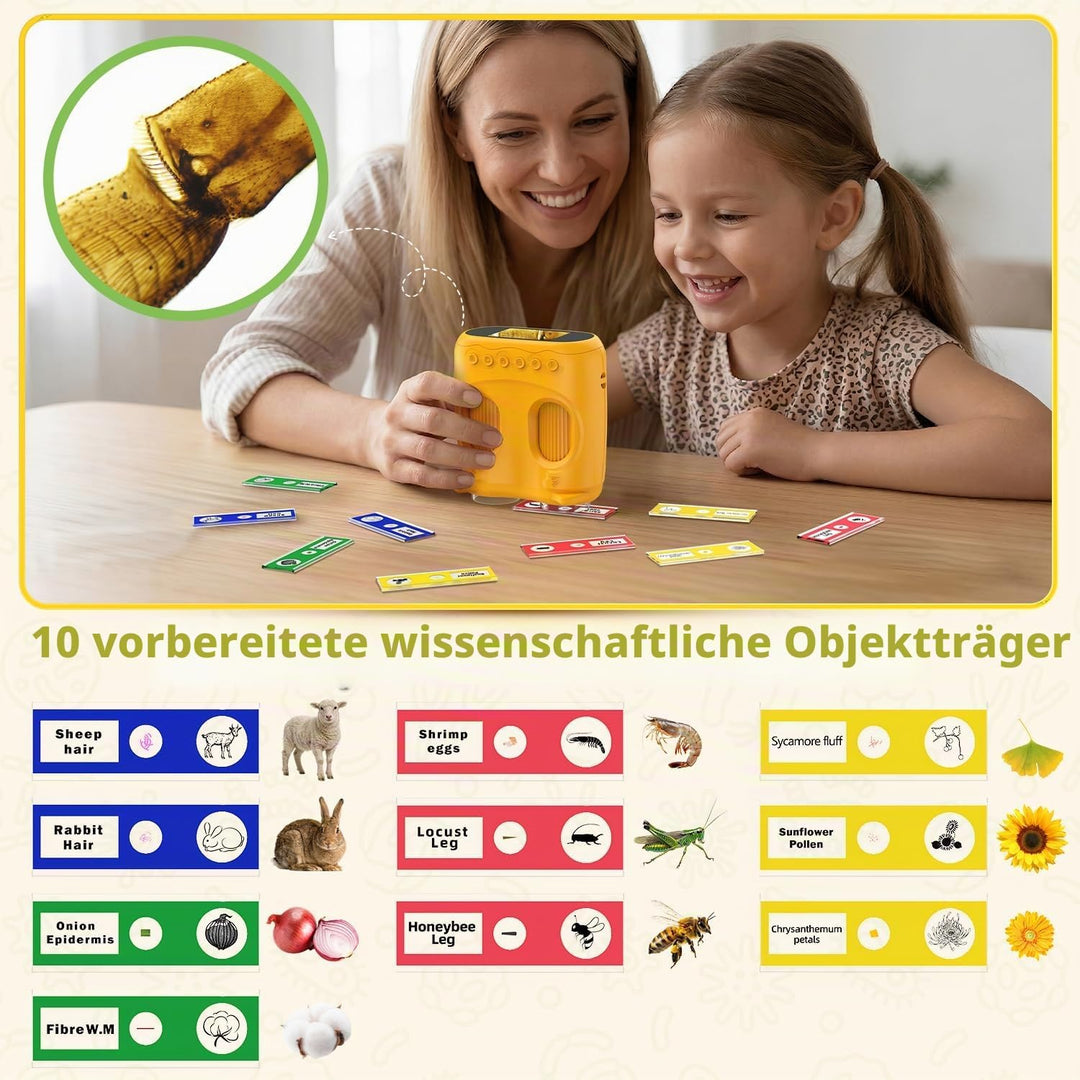1000X Mikroskop für Kinder Taschenmikroskop Digital: 2-in-1 Handmikroskop und Teleskop für Kinder mi