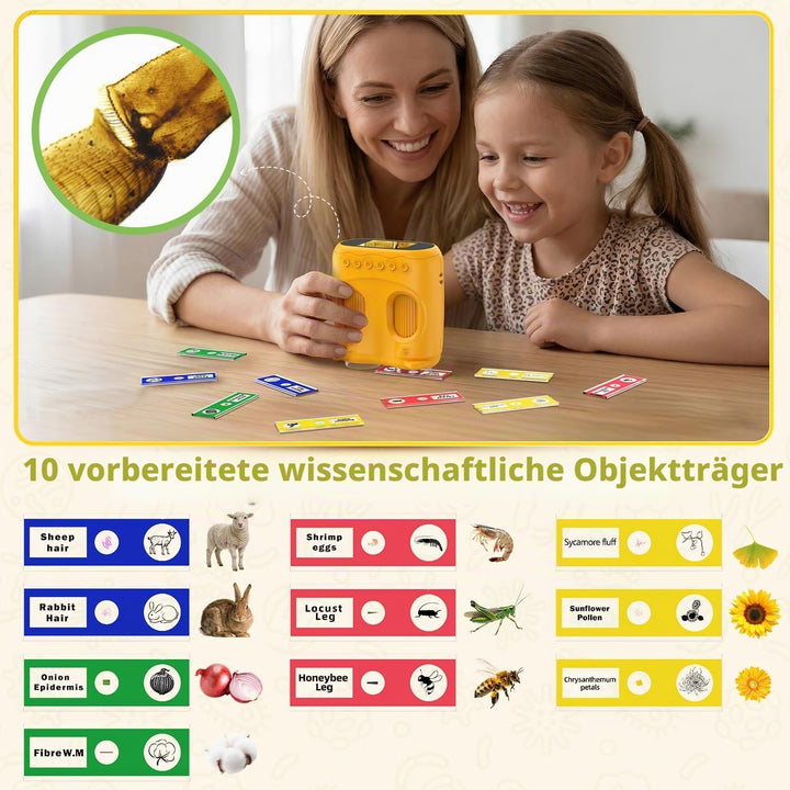 1000X Mikroskop für Kinder Taschenmikroskop Digital: 2-in-1 Handmikroskop und Teleskop für Kinder mi