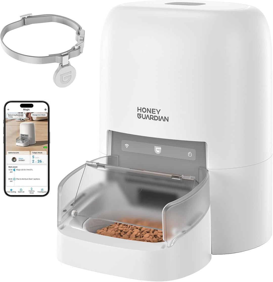 Futterautomat Katze RFID, 5G WiFi Futterspender Katze mit Collar-Tag-Sensor, 4.6L Katzenfutter Autom