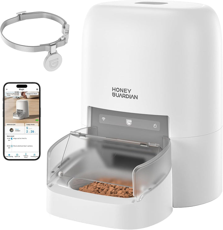 Futterautomat Katze RFID, 5G WiFi Futterspender Katze mit Collar-Tag-Sensor, 4.6L Katzenfutter Autom
