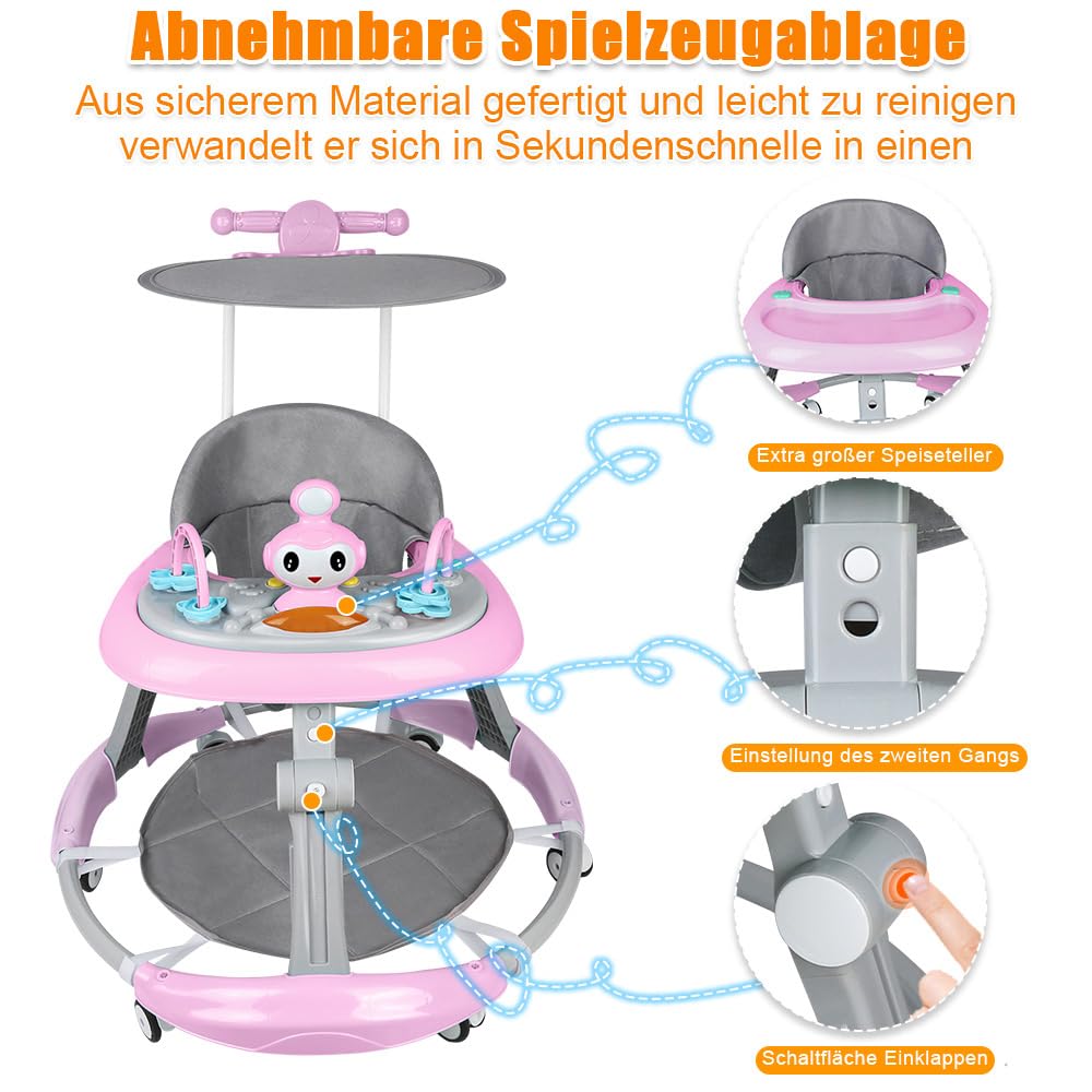 Lauflernhilfe für Babys, Jungen, Mädchen, mitwachsend, 5-in-1, Lauflernhilfe für Babys, faltbar, Räd