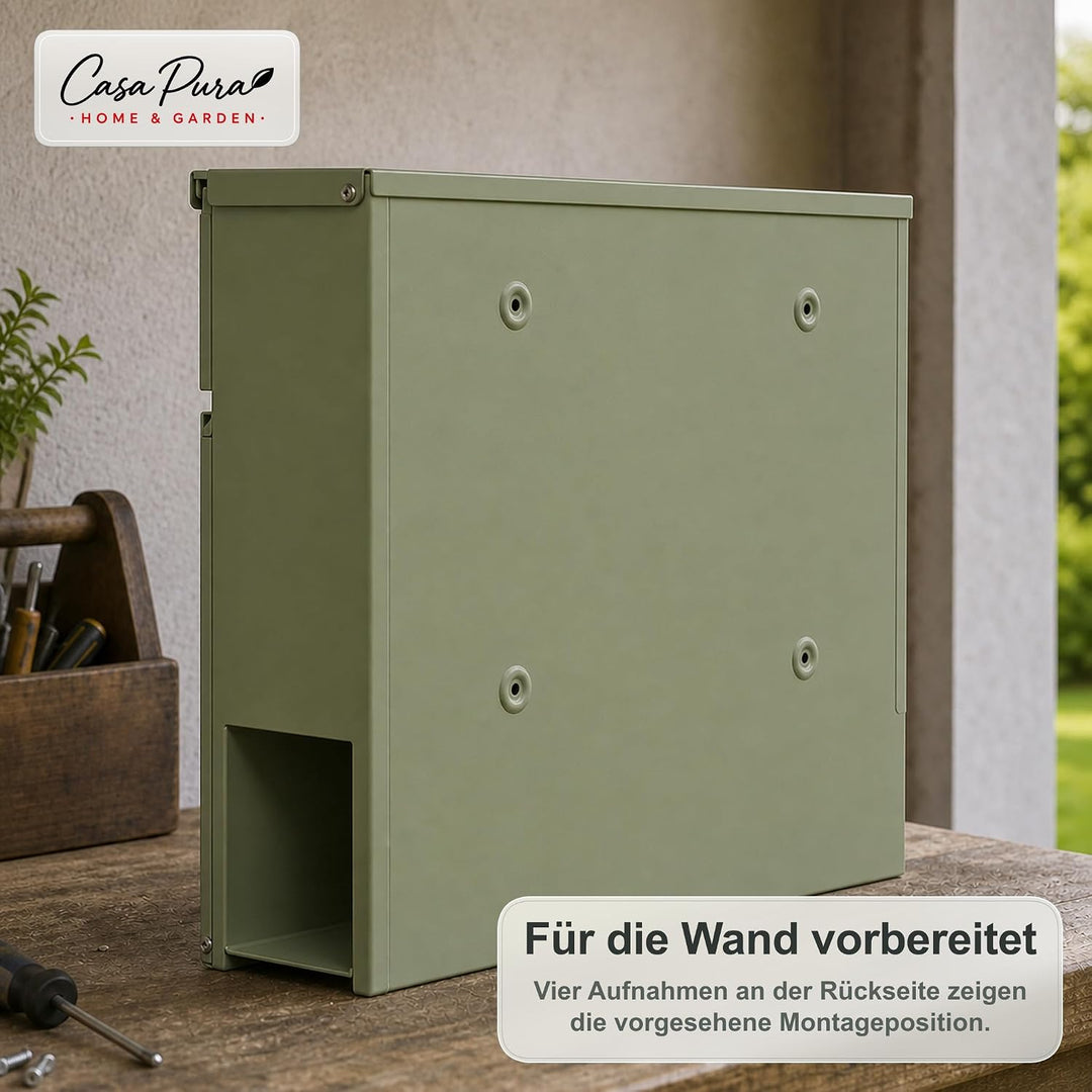 casa pura Briefkasten Laurent aus verzinktem Stahl – abschliessbarer Wandbriefkasten mit Zeitungsfac