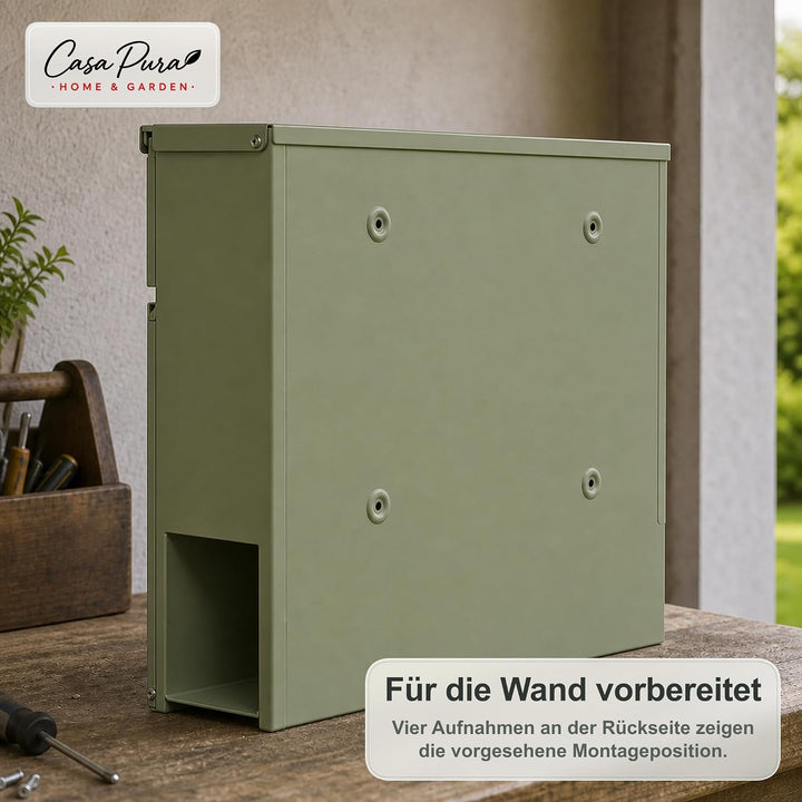 casa pura Briefkasten Laurent aus verzinktem Stahl – abschliessbarer Wandbriefkasten mit Zeitungsfac