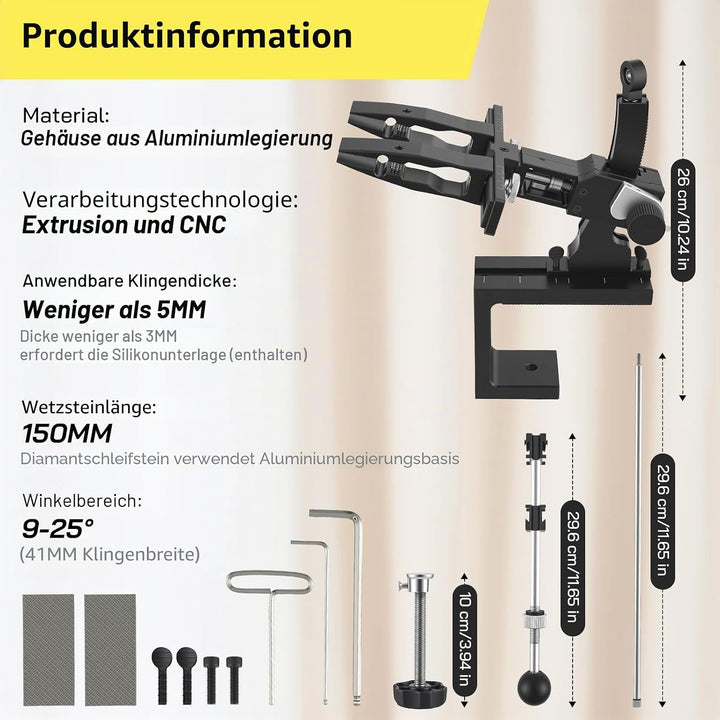Präzisions Messerschärfe, Manuelles Messerschärfsystem aus CNC Aluminium mit 360° Flip &amp; zweiseitige
