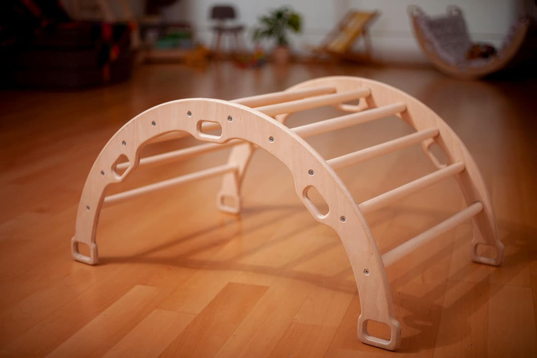 Kletterbogen –Montessori – Bogen mit Kissen | Wippe für Drinnen | Bogenwippe für Kinder | Unisex Dri