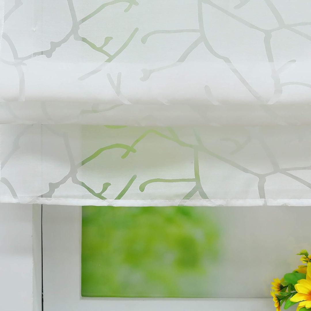 Joyswahl Raffrollo Ausbrenner Raffgardinen mit Schlaufen »Jessica« Gardinen BxH 100x140cm Weiss Baum