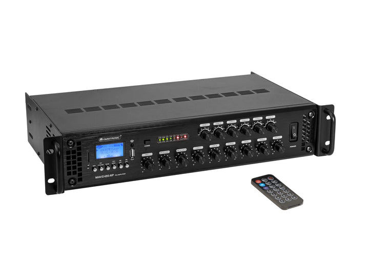OMNITRONIC MAVZ-120.6P ELA-Mischverstärker | 6-Zonen-ELA-Mono-Mischverstärker, MP3-Player & IR-FB, Z