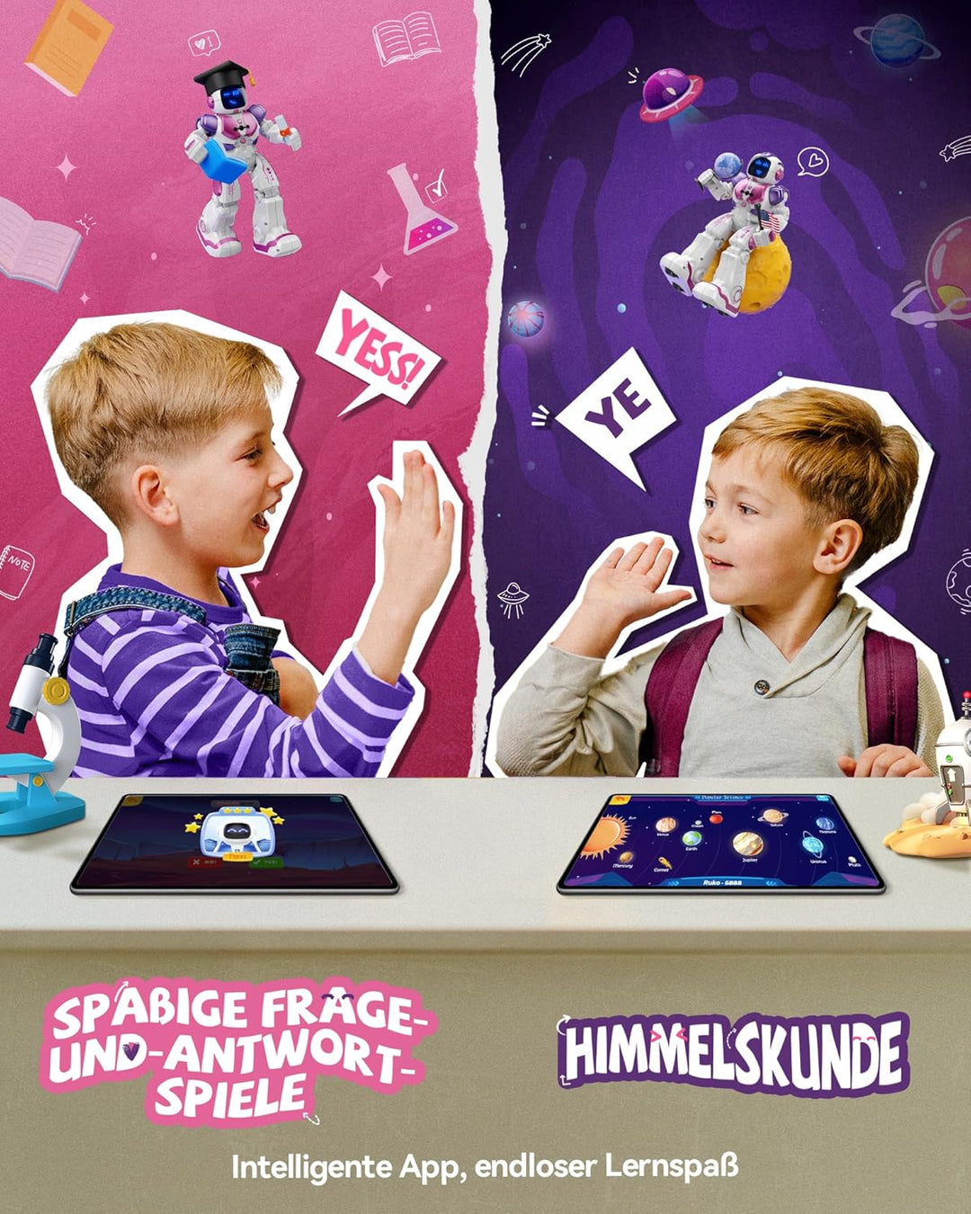 Ruko 6088 Tanzender Roboter für Kinder, App- & Fernbedienung, Gestensteuerung, Programmierbarer Lern