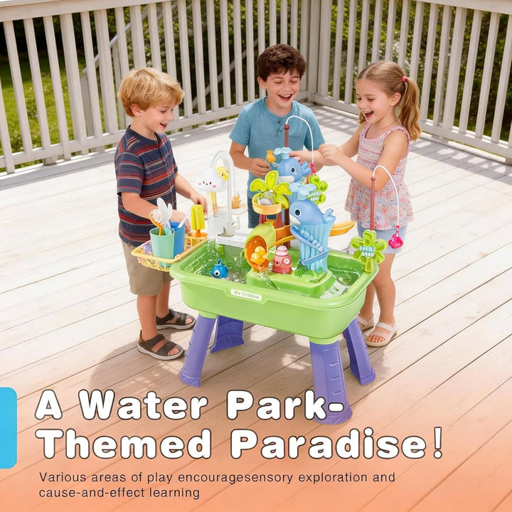 Sand Wassertisch Für Kleinkinder - 54x29x53 cm Grosser Wasserspieltisch Mit Zubehörset, Sommer-Wasse