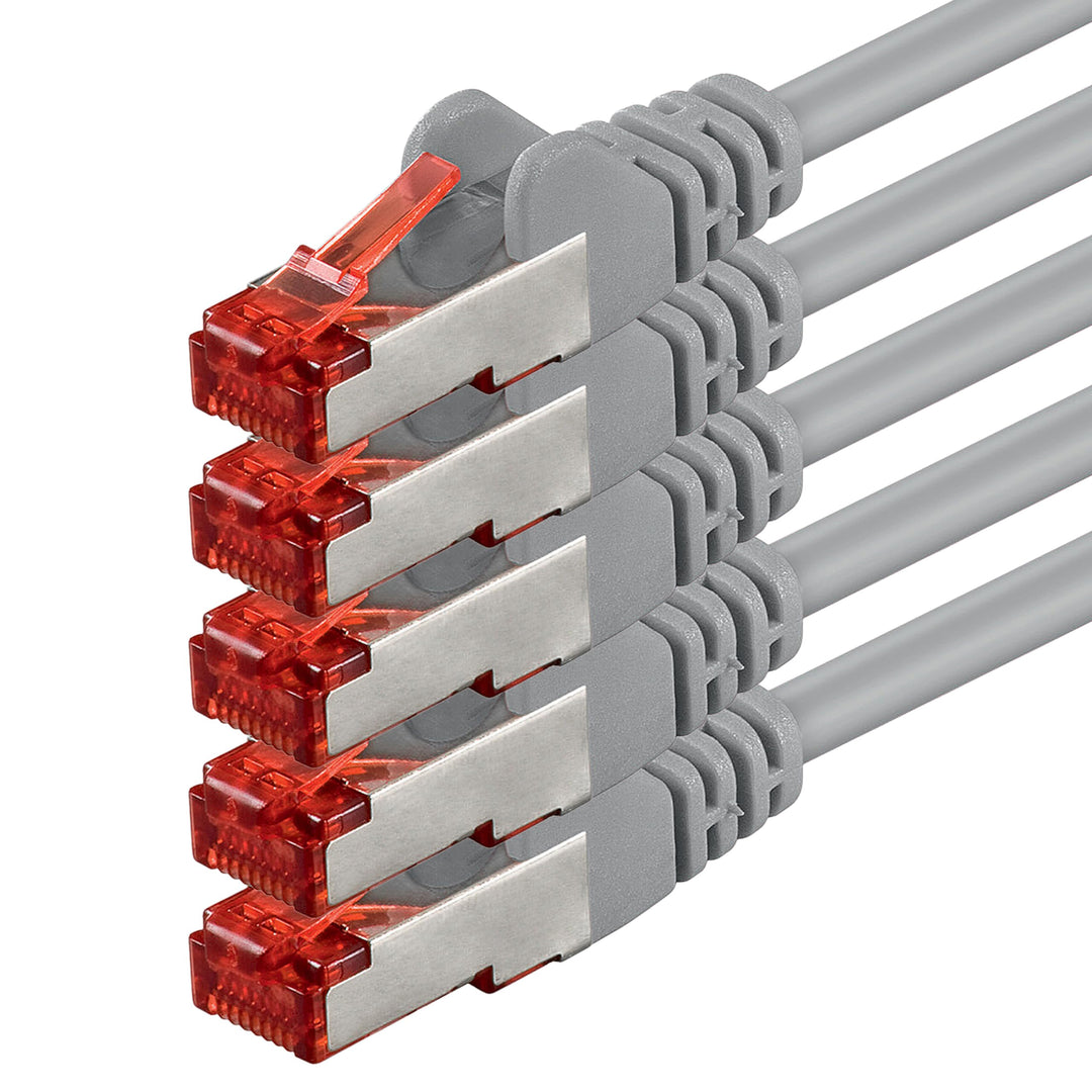 1aTTack.de 5x 7,5m - Cat 6 Netzwerk-Kabel Patch-Kabel Cat6 RJ45 SFTP - grau 7,5m grau - 5 Stück, 7,5
